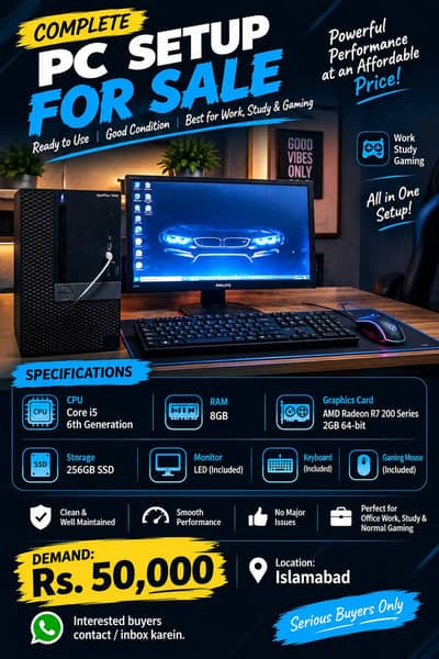 Core i 5 6th Gen | 8 GB RAM | 2GB AMD Graphics | 256GB SSD |Cmpl setup