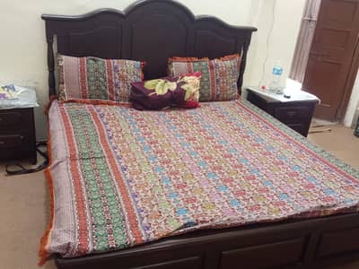 Complete Bedroom Set  (Kikar Wood Bed + Mirror Dressing +  side tables