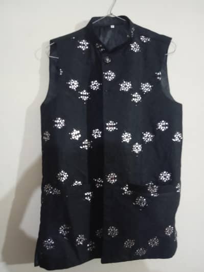 Black waist coat with silver embroidery