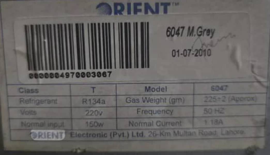 Orient Fridge (10 CFT) 1
