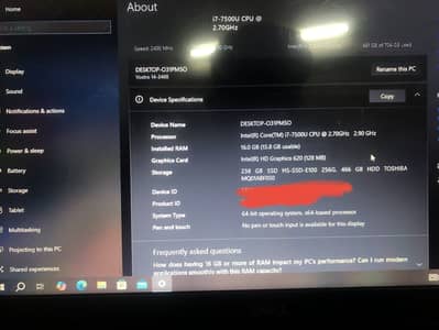 Dell vostro 14 3468 i7 7th gen 16GB ram 256gb SSD
