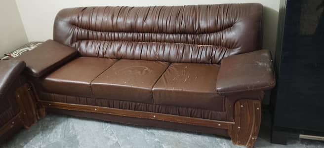 Sofa Set 6 seat leather poshish brown