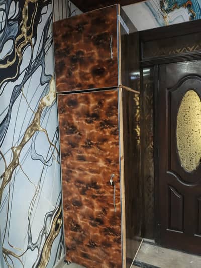 Premium UV High Gloss Wardrobe | Brown Designer Wood Finish