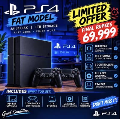 PS 4 fat jail break 1TB brand new condition
