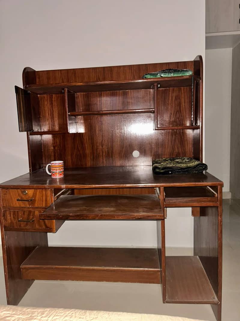 Wooden Computer/Study Table with Hutch & Storage 0