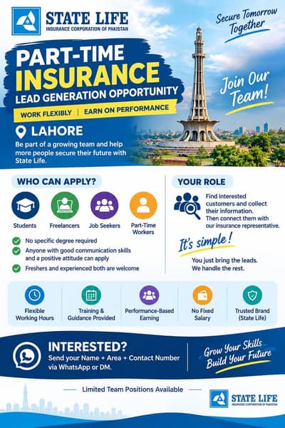 PART-TIME INSURANCE OPPORTUNITY – LAHORE