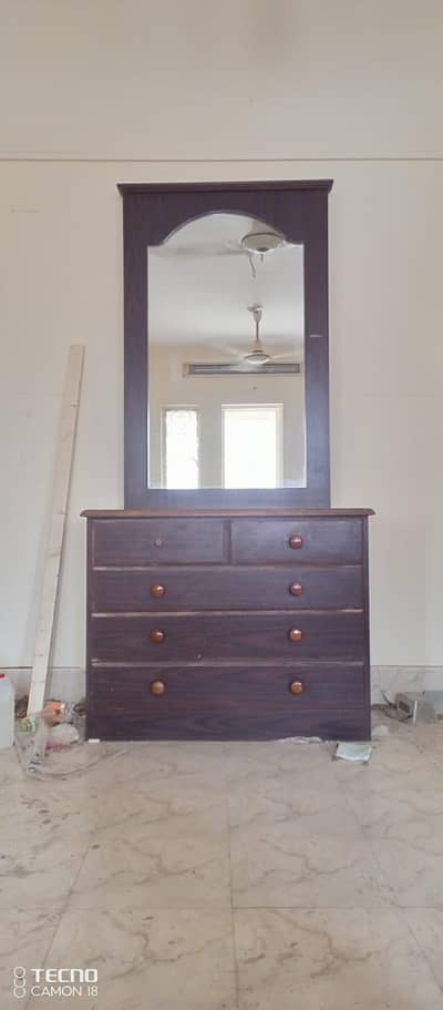 Wooden Dressing Table with Mirror & 4 Drawers