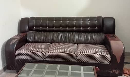 Brown leather sofa