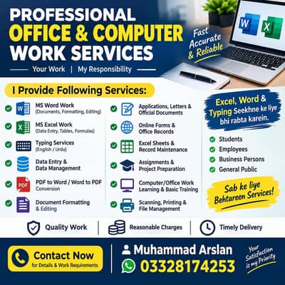 Professional Office & Computer Work Services