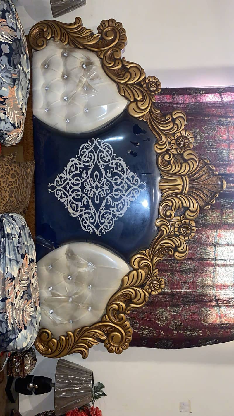 bed set golden+blue+withe color 2