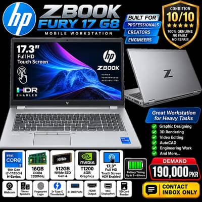 HP zbook Fury 17 G8 11th Gen H Processor i7 Workstation