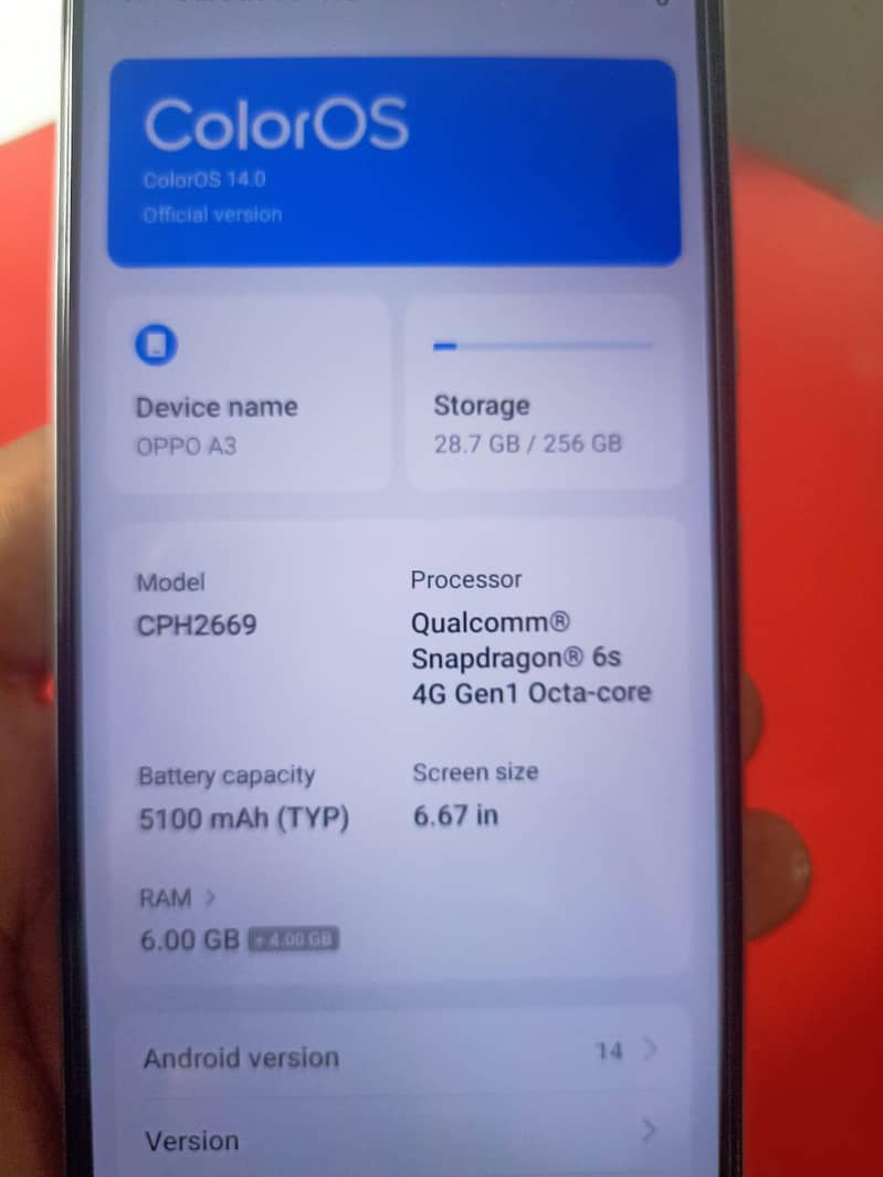OPPO A3 6