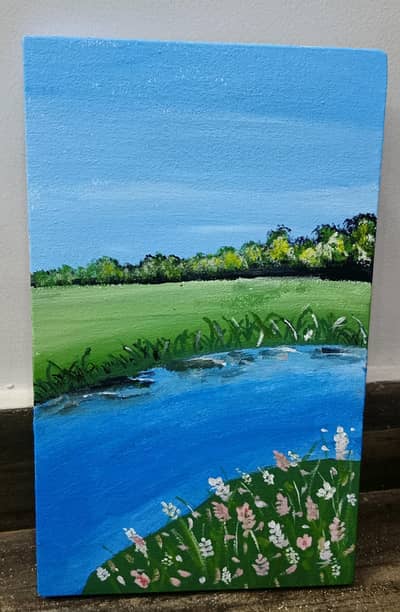 lake and flowers