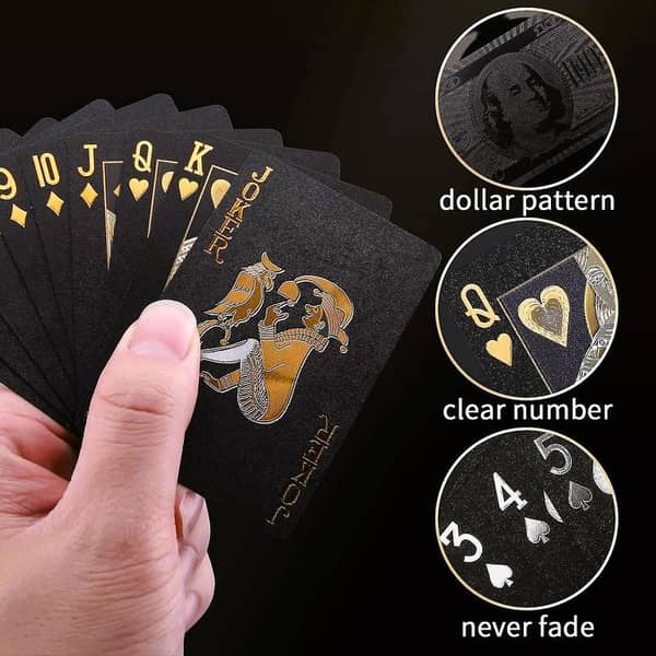 Waterproof Rose Gold Playing Cards with Black Sailboat Pattern – Gift Poker Deck