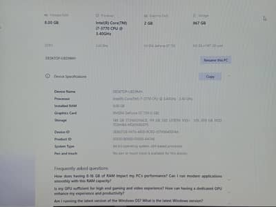 Intel Core i7 3rd Gen | 8GB RAM | 2GB NVIDIA GT 730 |
