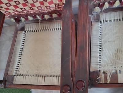 Antique Wooden Chairs (Set of 4) - Cane Weaved Seat