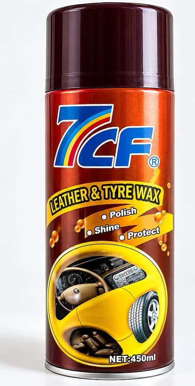 7CF Leather & Tyre Wax 450ml, Car Dashboard Polish Spray