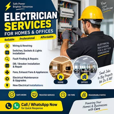 Electrician services available for offices and home