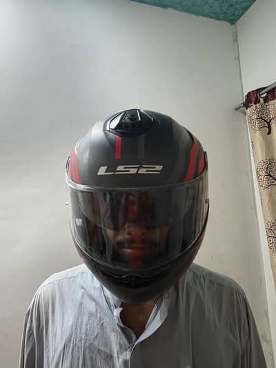 LS2 FF908 Strobe II Modular Helmet - Phantom M. Titanium Grey Red