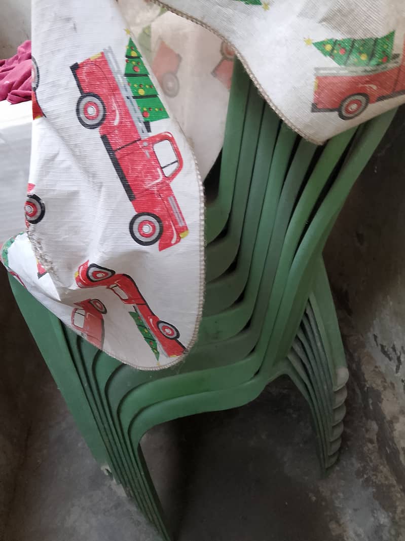 Plastic chairs and plastic table. . . 1