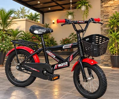 Black & Red Kids Bicycle with Basket – Good Condition