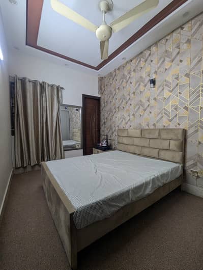 velvet poshish 5ft by 5.5ft customized bed ,side table and mattress