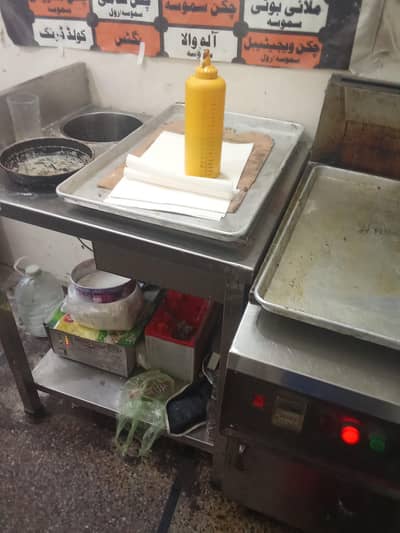 4 items sell fryer oven breading table and pizza toping table