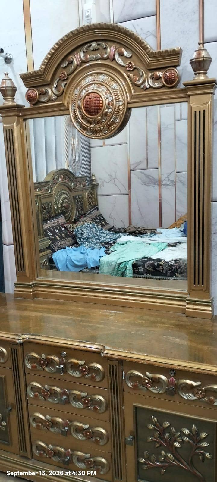 Bed with Side Table and Dressing 3