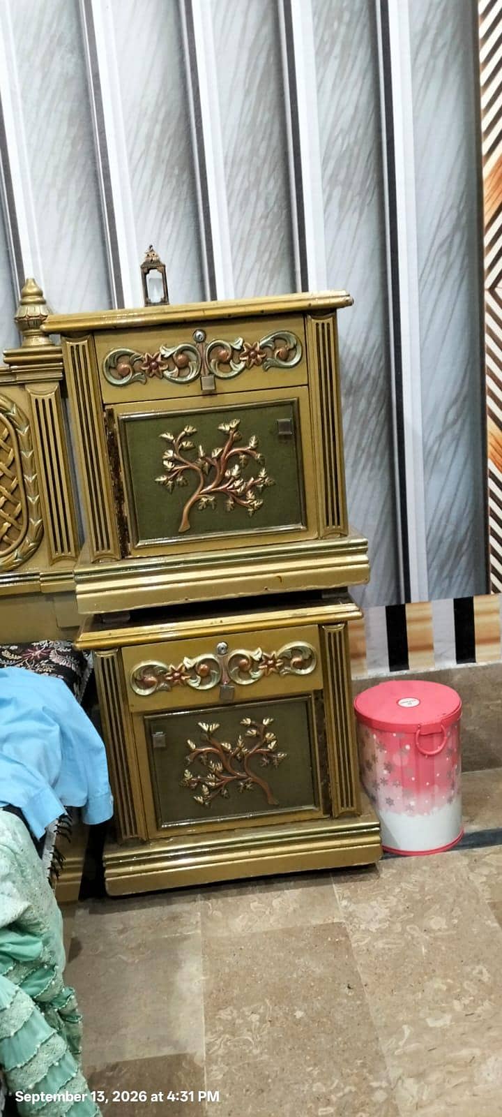Bed with Side Table and Dressing 10