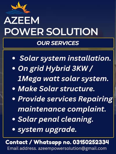 solar panel / Solar inverter / Li-Battery / Structure / installation.