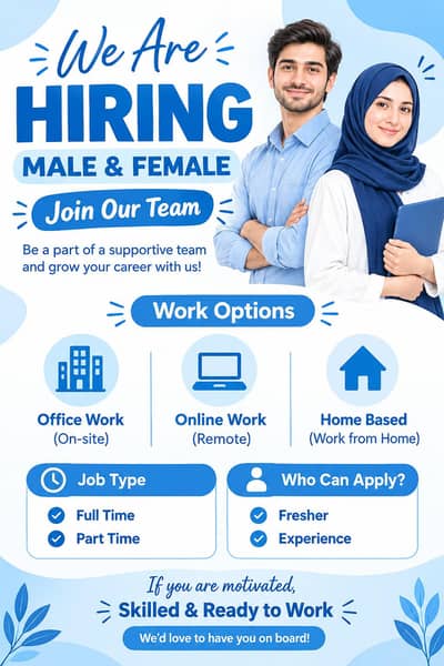 we are hirring lahore staff   for office and online work