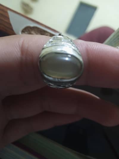 green aqeeq stone silver ring