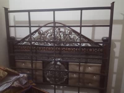 iron king size bed with mattress for urgent sale