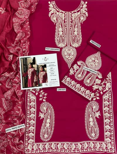 Maria B Dhanak Embroidered Unstitched 3-Piece Suit