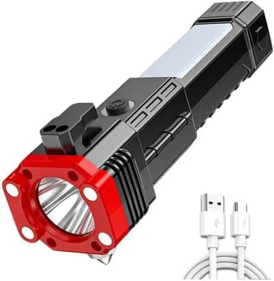 rechargeable LED torch Light black ABS