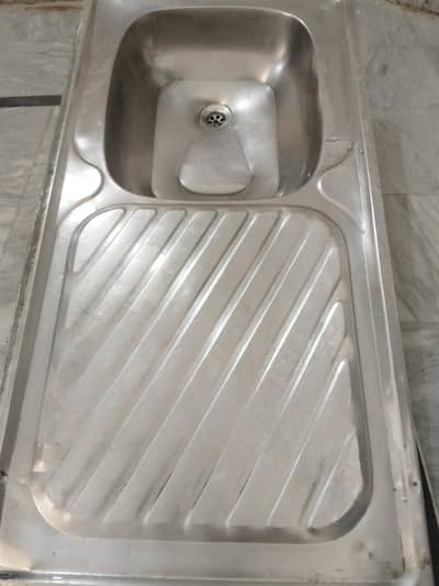 stainless steel kitchen sink with drainboard