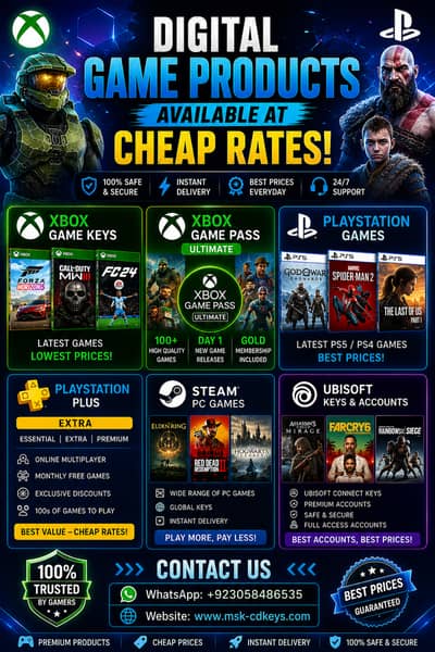 Xbox Playstation and PC Games available