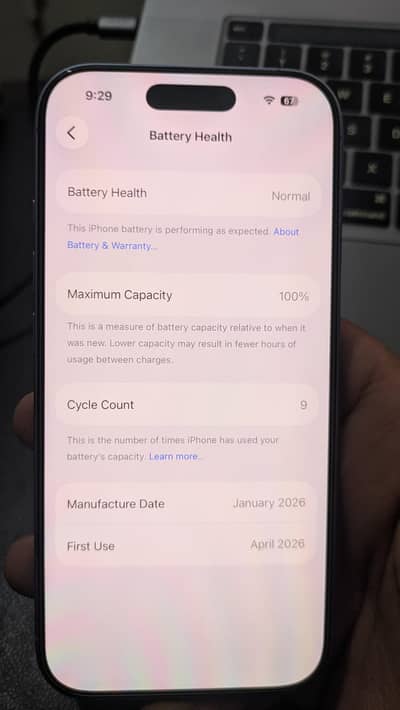 Apple iPhone 17 Jv with box 9 cycle count 100% health