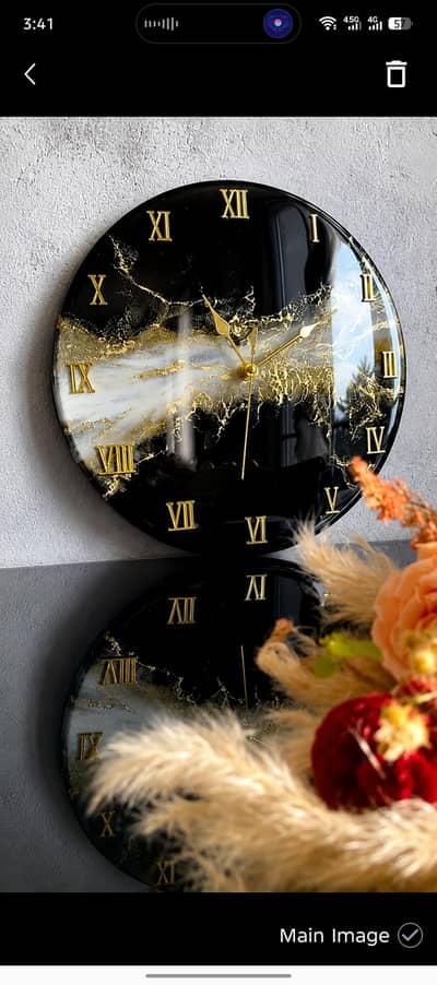 Luxury handmade black and white clock with glossy shine