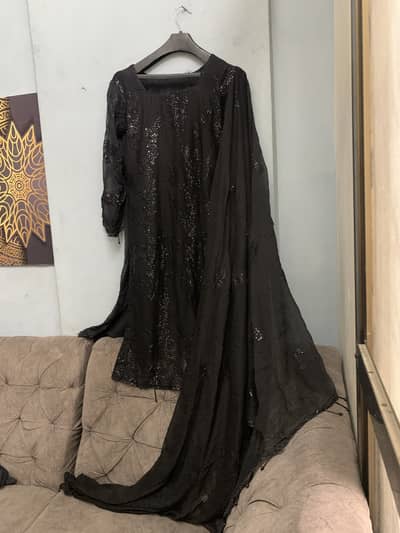 3pc chiffon embroidered dress with good condition