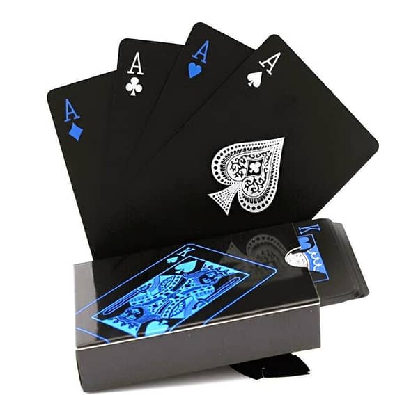 Black Plastic Playing Cards Set in Blue, Red, and Yellow with Waterproof Magic Design
