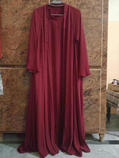 Elegent Double mehroon abaya