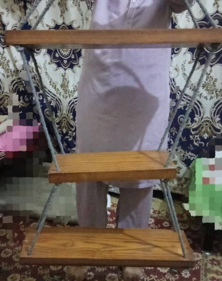 3 Tier Macrame Corner Hanging shelf/Macrame 0