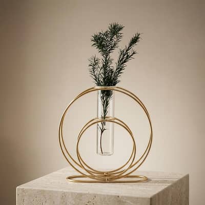 Golden iron glass vase for home decor