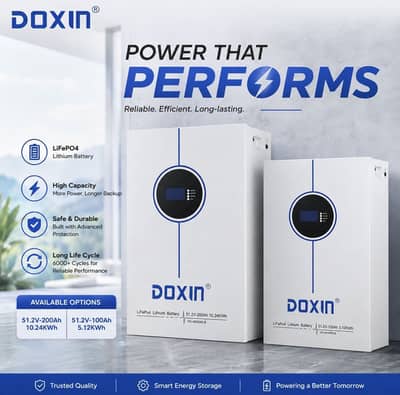 DOXIN 10.24KWH 200AH LITHIUM BATTERY ISLAMABAD | Stock Available
