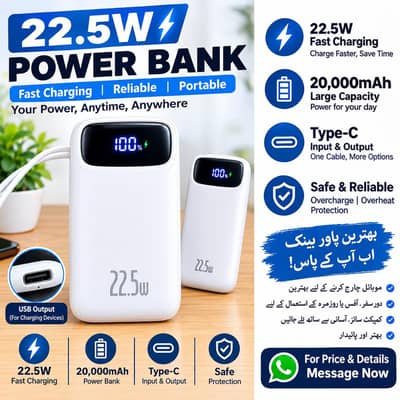 20,000mAh Power Bank | 22.5W Fast Charging