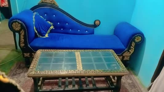 Beautiful Royal Design Deewan Sofa Set with Glass Center Table