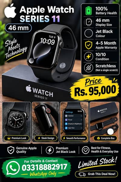 ⌚ APPLE WATCH SERIES 11 — 46MM   Jet Black Colour 03318882917