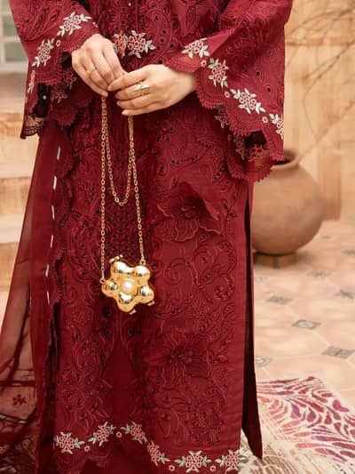 "Premium Lawn 4 Pcs Luxury Embroidered Stitched Suit"
