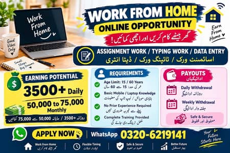 Online Work – Male & Female Staff Required - Typing Job - Data Entry